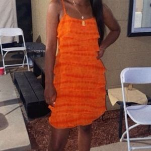 Ruffle orange mini dress
